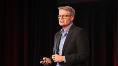 Mike Seymour on stage at TedX Sydney