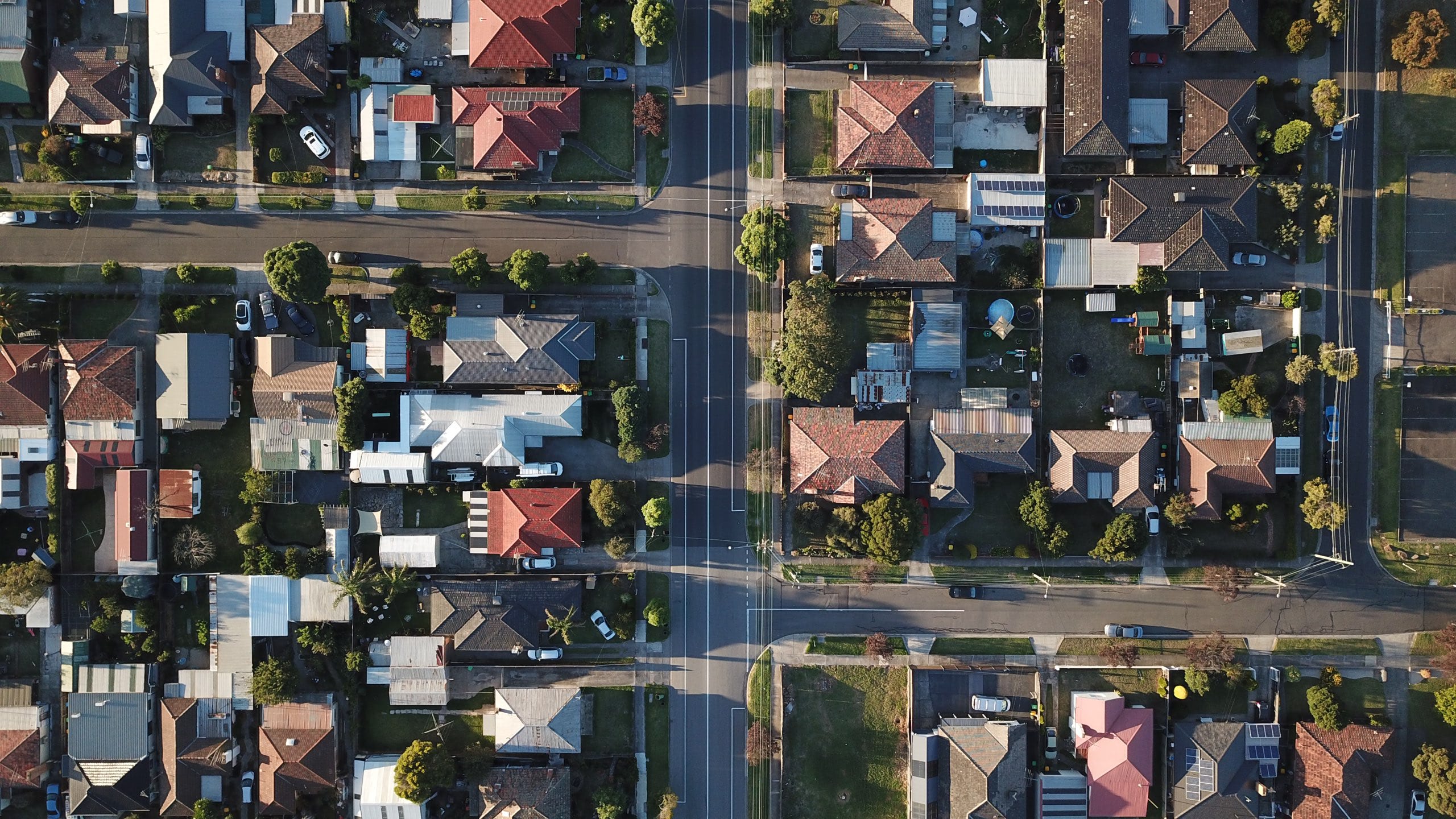 Aerial photo of suburban houses