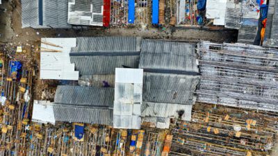 Aerial photo of houses in developing country